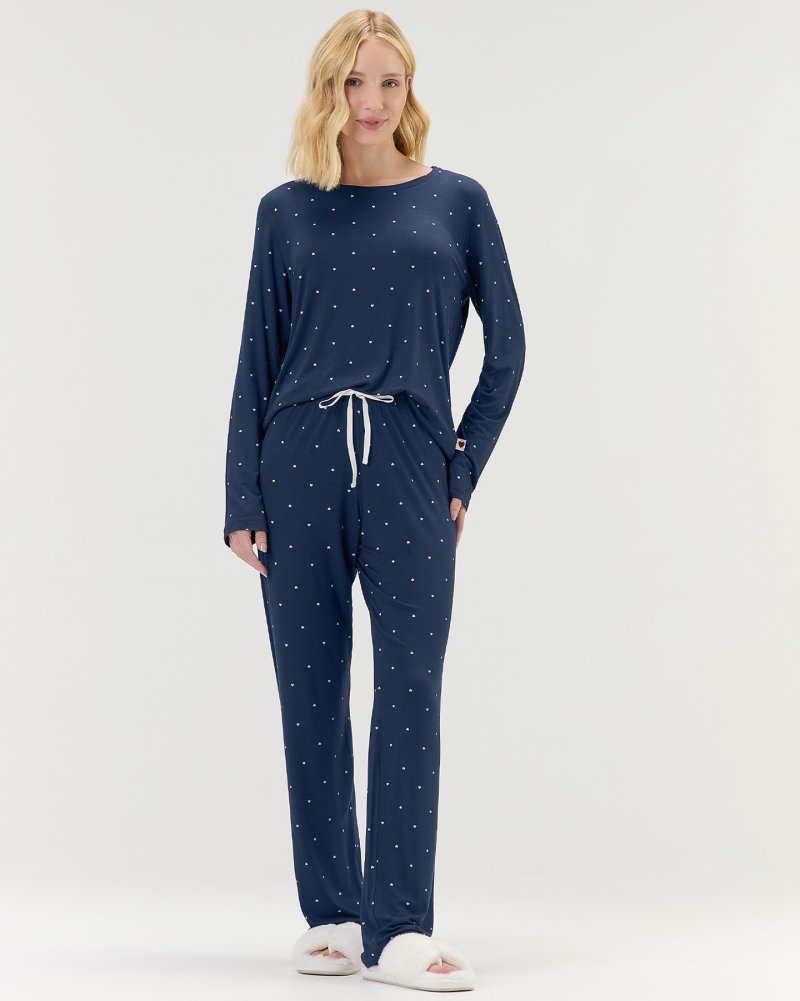 Pijama Feminino Manga Longa Com Cal�a