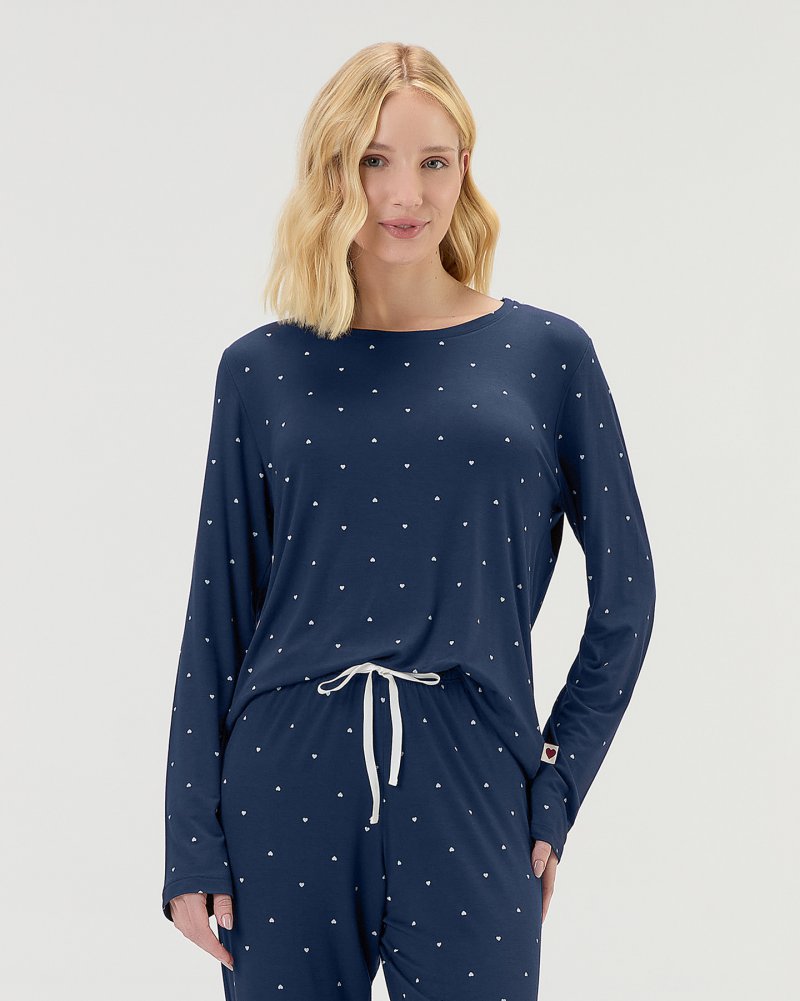 Pijama Feminino Manga Longa Com Cal�a