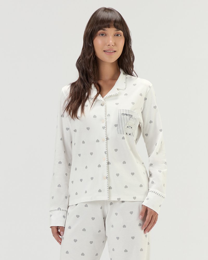 Pijama Feminino Manga Longa Americano Com Cal�a