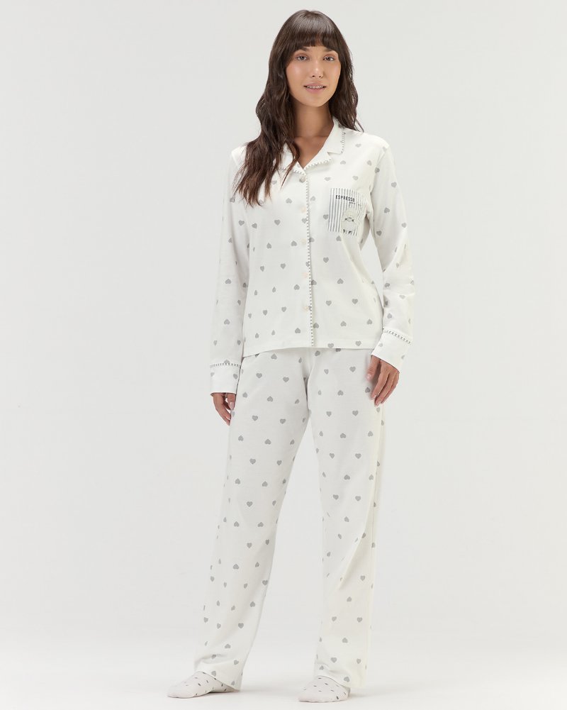 Pijama Feminino Manga Longa Americano Com Cal�a