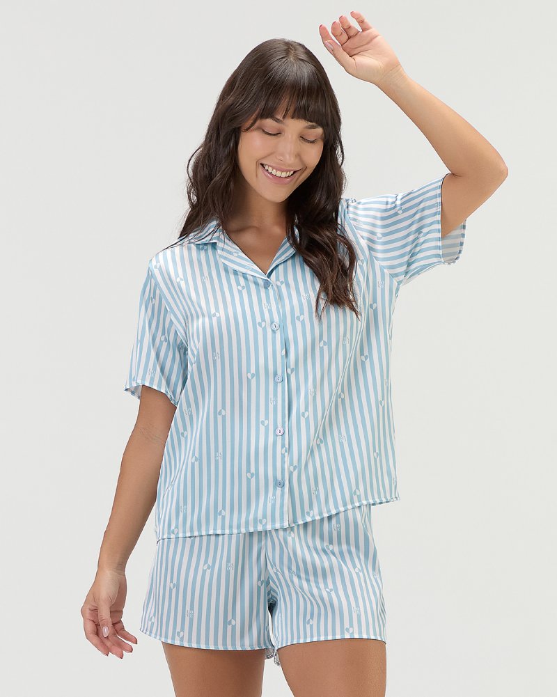 Pijama Feminino Americano Manga Curta Com Shorts