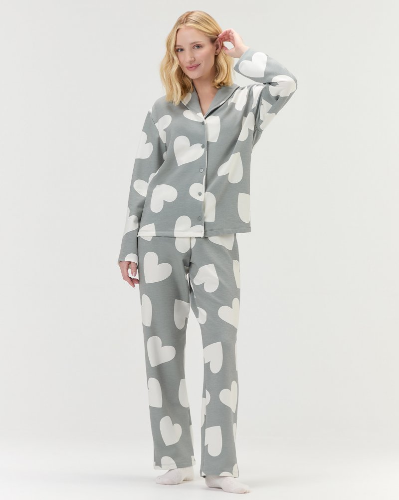 Pijama Feminino Manga Longa Americano Com Cal�a