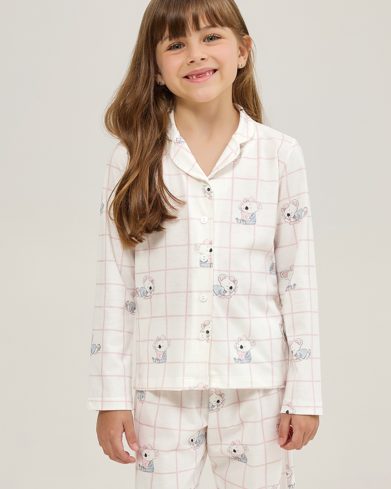 Pijama Feminino Infantil Manga Longa Americano Com Cal�a
