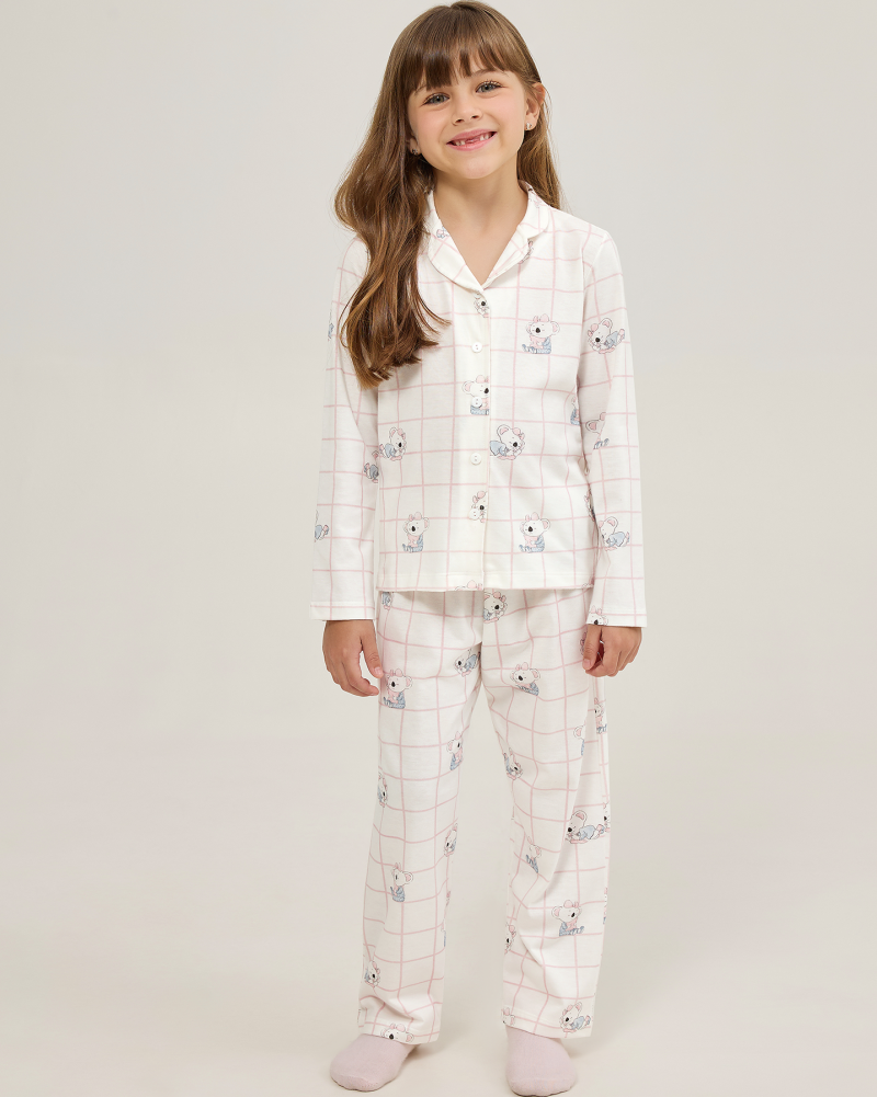 Pijama Feminino Infantil Manga Longa Americano Com Cal�a