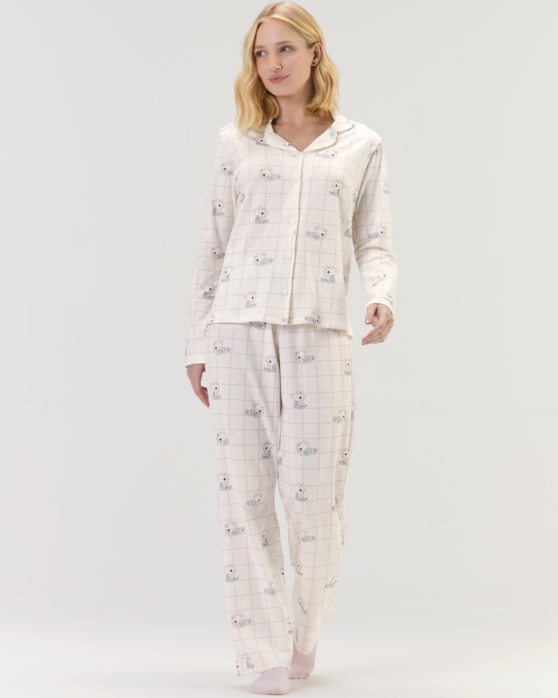 Pijama Feminino Manga Longa Americano Com Cal�a
