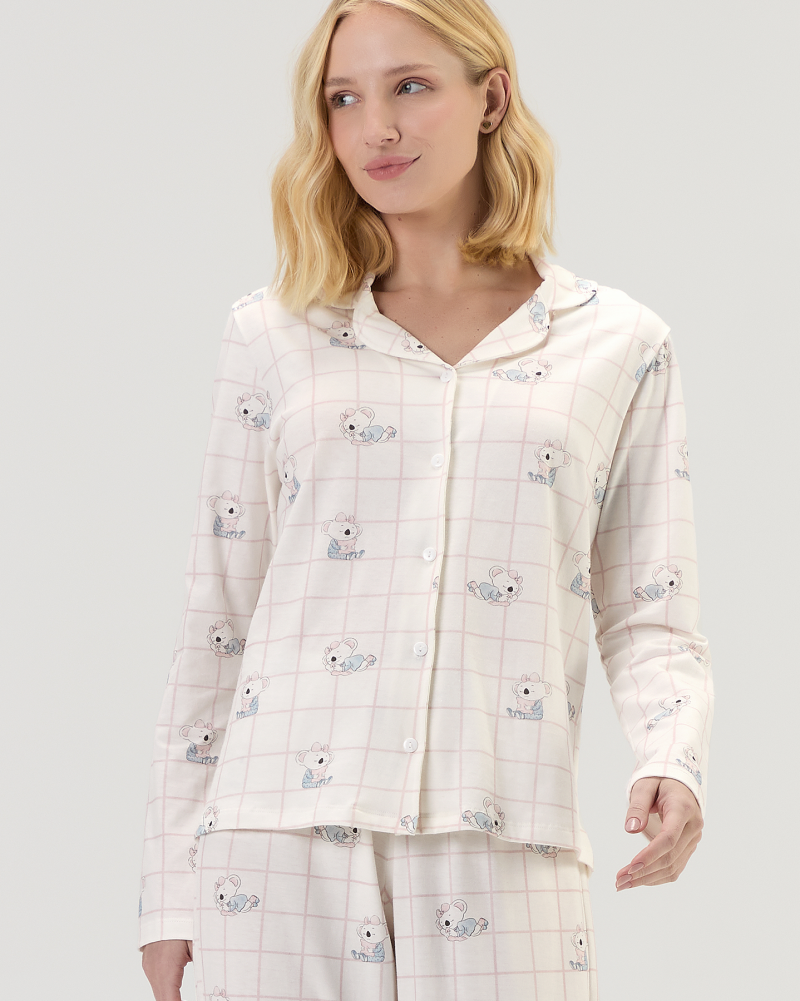 Pijama Feminino Manga Longa Americano Com Cal�a