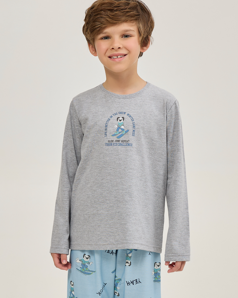 Pijama Masculino Infantil Manga Longa Com Cal�a