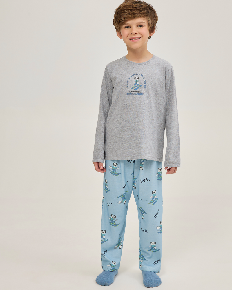 Pijama Masculino Infantil Manga Longa Com Cal�a