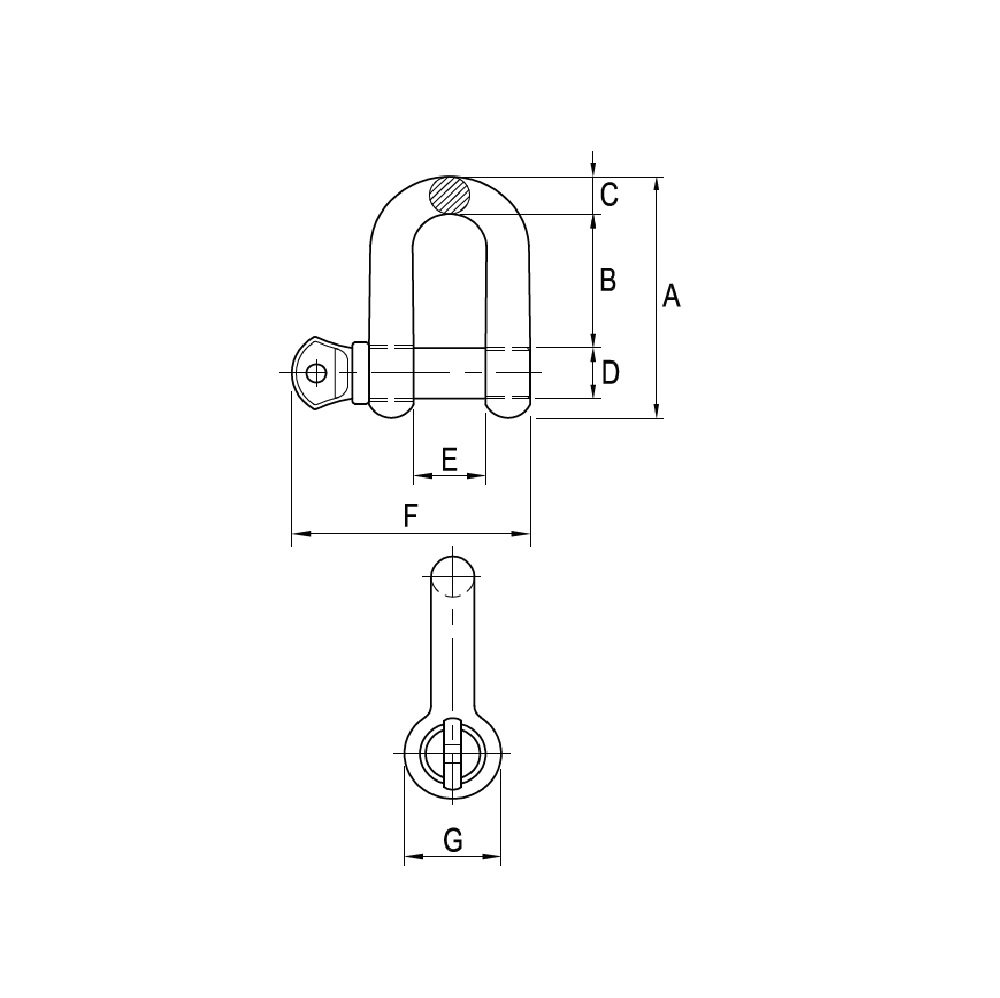 Pino Roscado Manilha Reta com Pino Roscado 1/4 Aço Inox AISI 304 Forjado ...