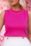 REGATA FEMININA DE RIBANA COM STRASS FASHION ROSA PINK