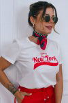 T-SHIRT FEMININA VALENTINA OFF WHITE/ VERMELHO