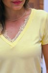 BLUSA FEMININA VISCOLYCRA COM RENDA SIMONE MANTEIGA
