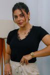 BLUSA FEMININA VISCOLYCRA COM RENDA SIMONE PRETO