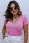 BLUSA FEMININA VISCOLYCRA COM RENDA SIMONE ROSA CHICLETE