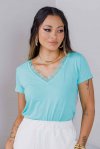BLUSA FEMININA VISCOLYCRA COM RENDA SIMONE VERDE TIFFANY