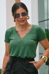 BLUSA FEMININA VISCOLYCRA COM RENDA SIMONE VERDE MILITAR
