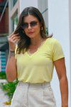 BLUSA FEMININA VISCOLYCRA COM RENDA SIMONE MANTEIGA