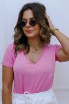 BLUSA FEMININA VISCOLYCRA COM RENDA SIMONE ROSA CHICLETE