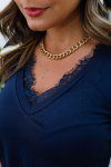 BLUSA FEMININA VISCOLYCRA COM RENDA SIMONE MARINHO