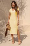 VESTIDO MIDI TEXTURIZADO AURORA MANTEIGA