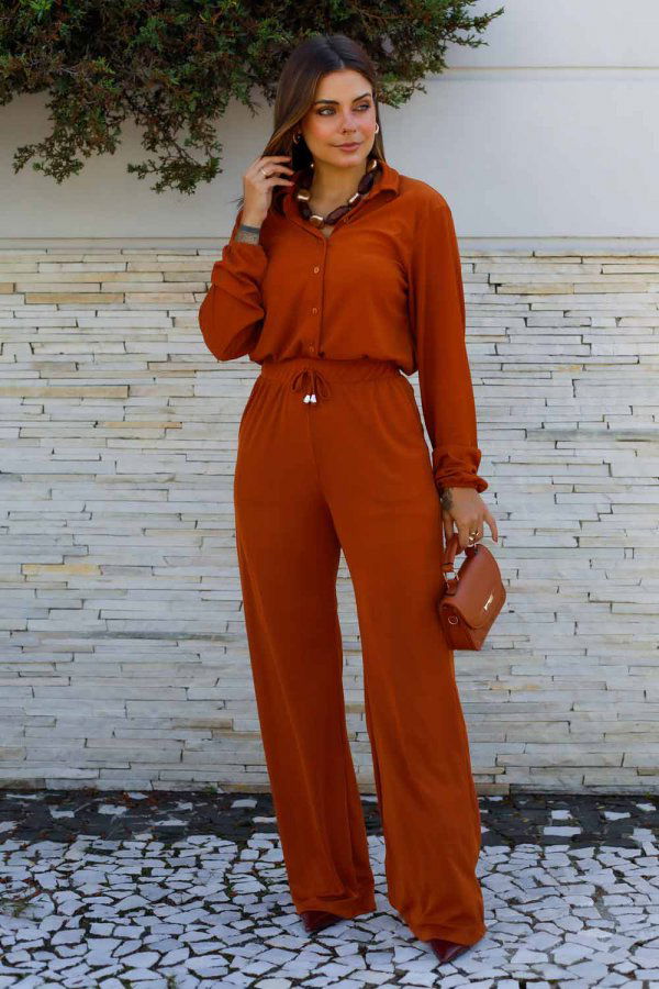 CONJUNTO FEMININO MALHA RISQUE CAROLA FERRUGEM