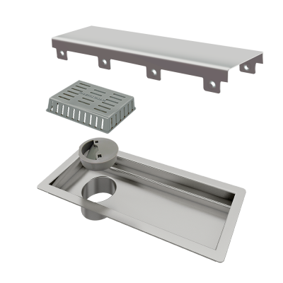 Ralo Linear Inox 25 cm Base Inox Tampa Inox Escovado Tiny
