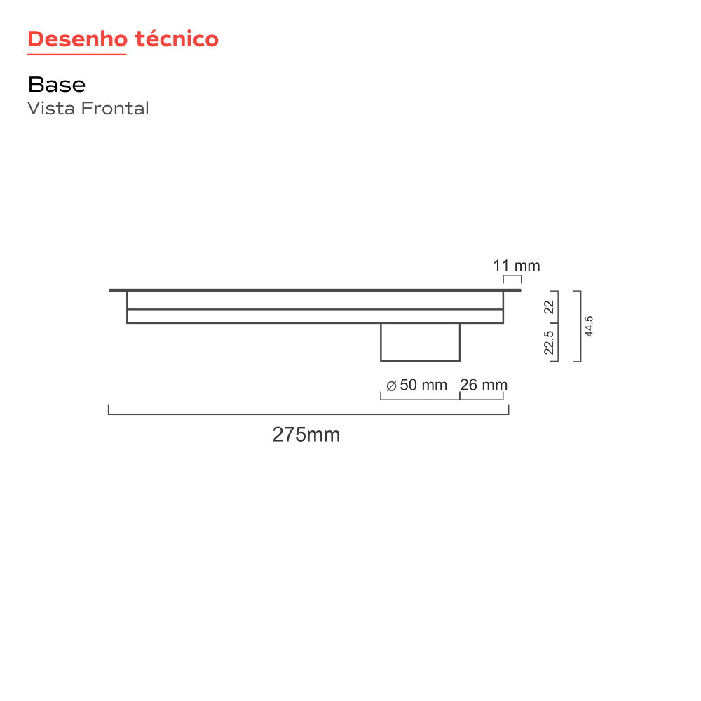Ralo Linear Inox 25 cm Base Inox Tampa Inox Escovado Vazado Tiny
