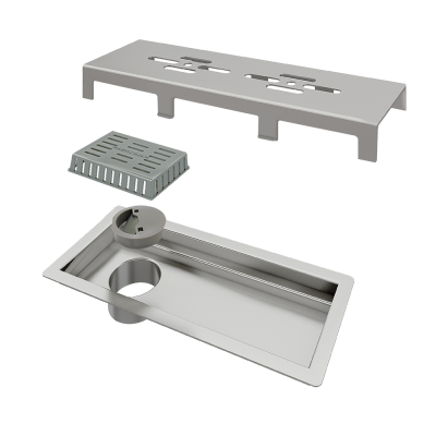 Ralo Linear Inox 25 cm Base Inox Tampa Inox Escovado Vazado Tiny