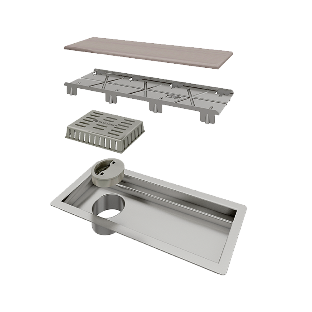 Ralo Linear Oculto 25 cm Base Inox Tiny