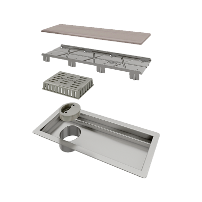 Ralo Linear Oculto 25 cm Base Inox Tiny
