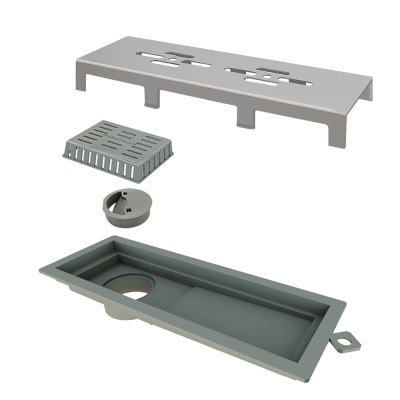 Ralo Linear Inox 25 cm Base PVC Inox Escovado Vazado Tiny