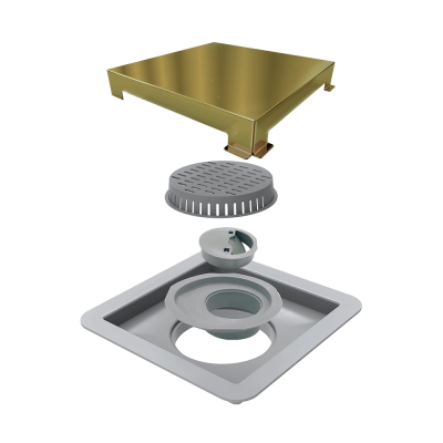 Ralo Linear Inox 15 cm x 15 cm Square Gold