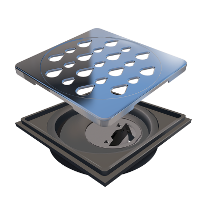 Grelha para Ralo Quadrado  10 cm x 10 cm com acessorios Inox Polido