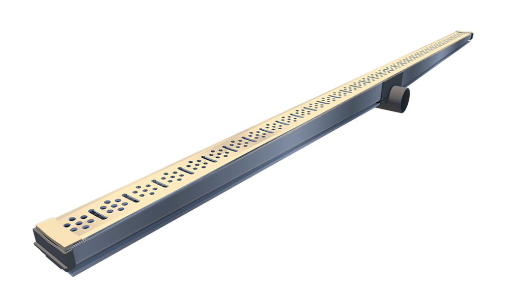 Ralo Linear TopBox Grelha 3,5 cm 80 cm Saida Central Horizontal Bege