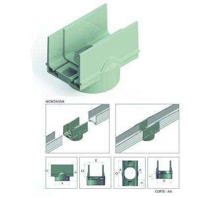 Emenda p/ Canaleta 10 cm reta Saida Vertical CP01
