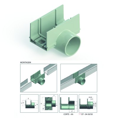 Emenda p/ Canaleta 5 cm reta Saida Horizontal CP04