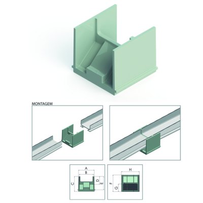 Emenda trava p/canal 3,5 cm reta CP08