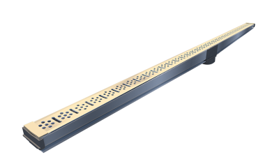 Ralo Linear TopBox Grelha 5 cm 60 cm Saida Central Vertical Bege