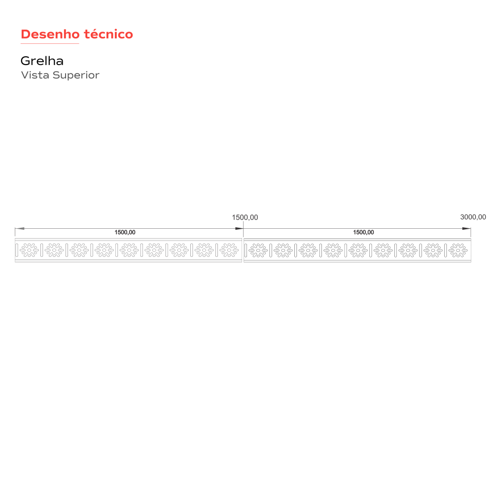 Ralo linear 100 300 cm (2x1,5m) Saida Deslc extrem Vertical Anodizado Topcar