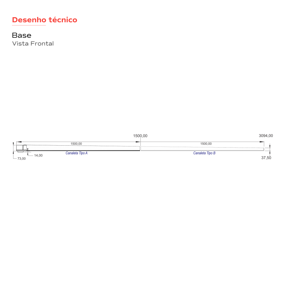 Ralo linear 100 300 cm (2x1,5m) Saida Deslc extrem Vertical Anodizado Topcar