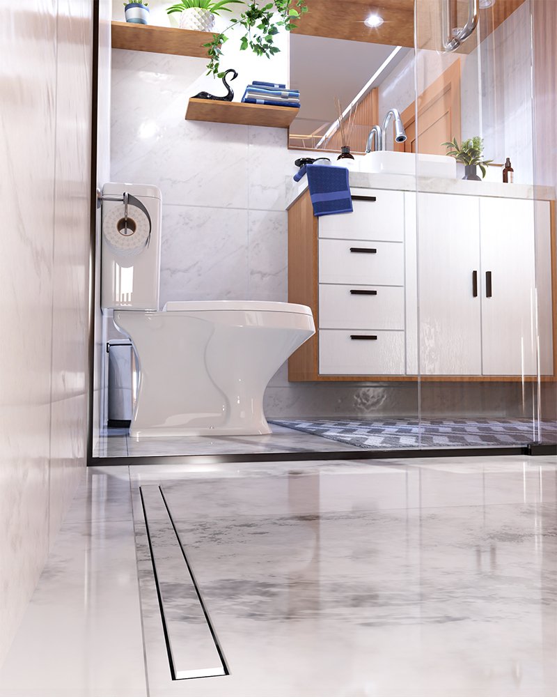 Ralo Linear TopBox Oculto 5 cm x 60 cm Com Sa�da Central Horizontal