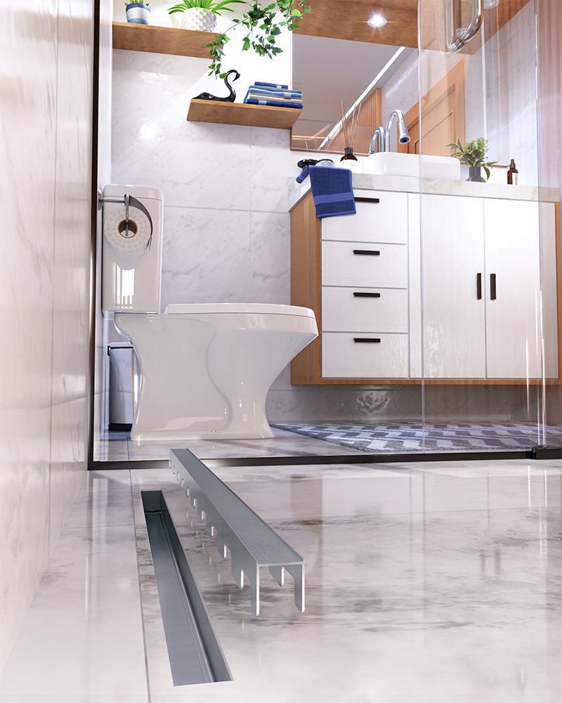 Ralo Linear TopBox Oculto 5 cm x 60 cm Com Sa�da Central Vertical