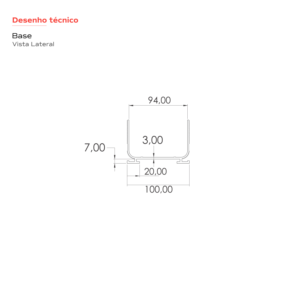 Canaleta em Alum�nio Oculto 200 cm x 100 cm Top 100