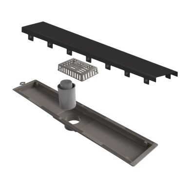 Ralo Linear Inox 50 cm Sa�da Central Grafite Versatile