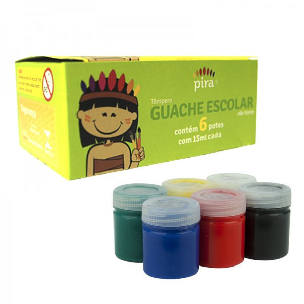 TINTA GUACHE 15ML 6 CORES PIRATININGA | JC Atacado de Papelaria - 13326