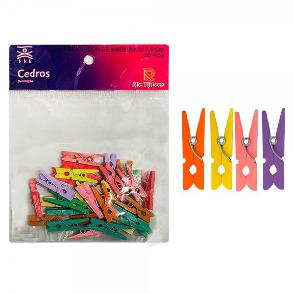 CLIPS MINI PRENDEDOR ROUPA COLOR C/30X12