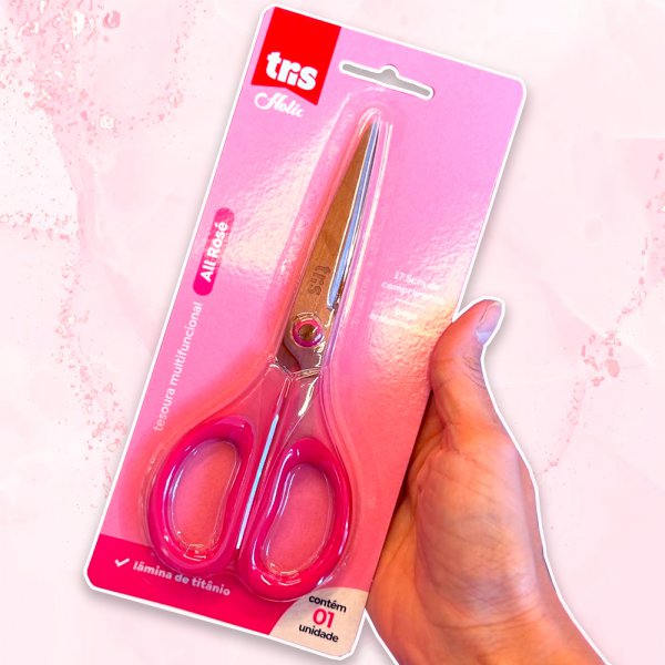 TESOURA MULTIUSO 17CM TRIS ALL ROS� CARTELA C/1