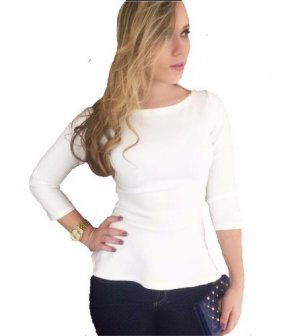 Blusa Peplum Tipo Emagrecedora Neoprene #b2